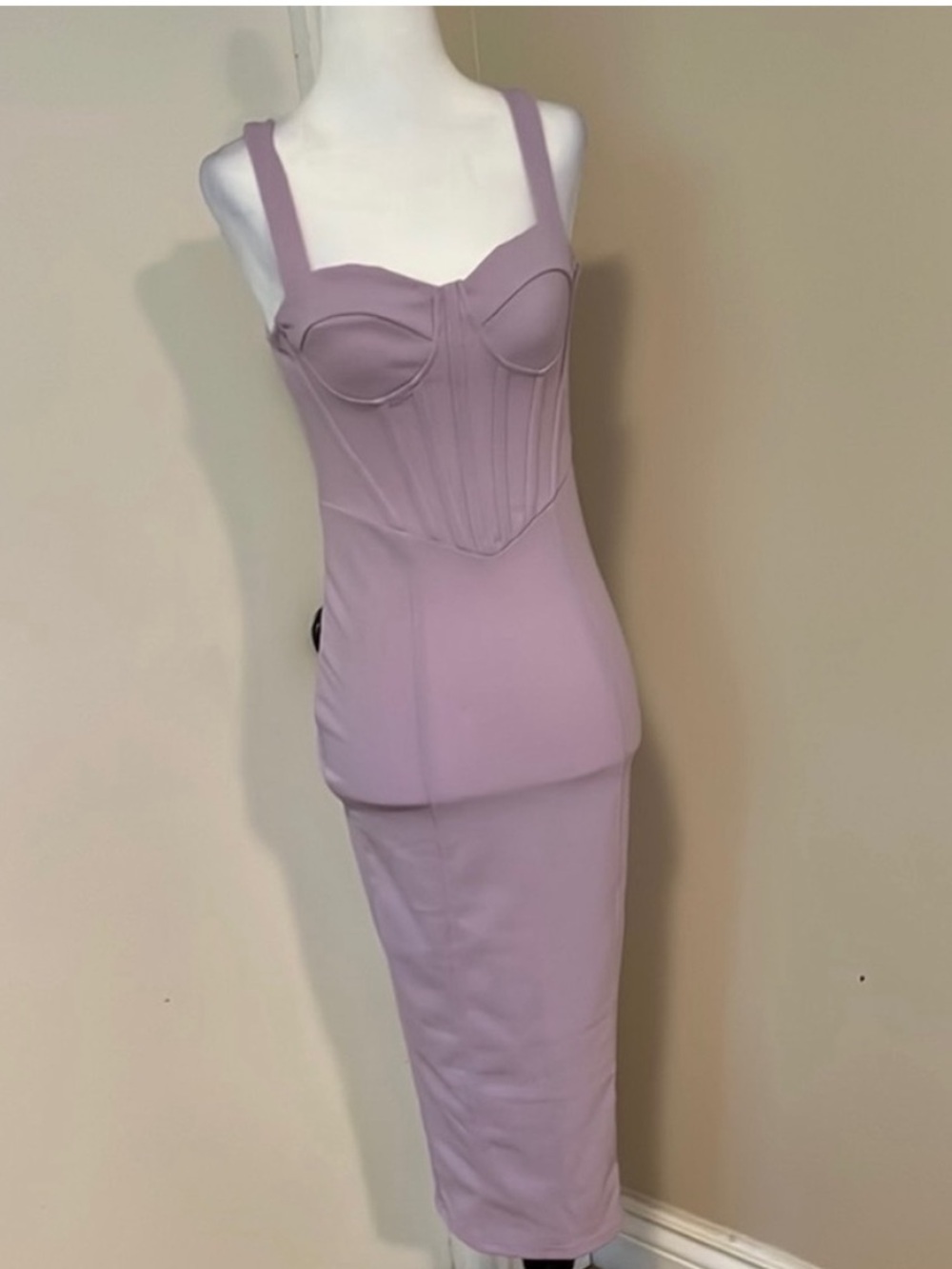 SHEIN • Women’s XS • Corset Seam-Detail Maxi Dress • Light Lilac • Front Slit